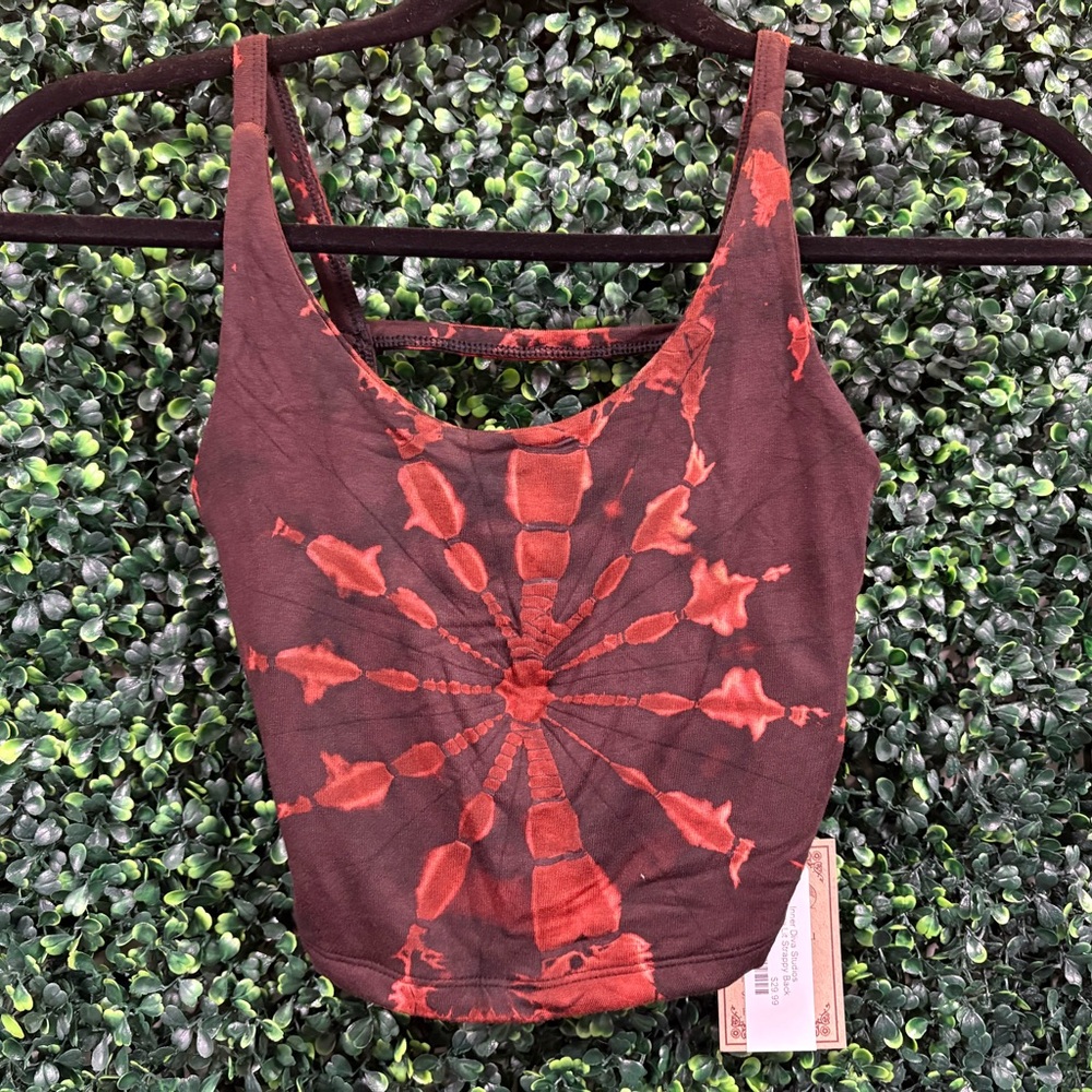 Kathmandu Crop Top Tie-Dye Tank Top - Red and Brown NEW NWT